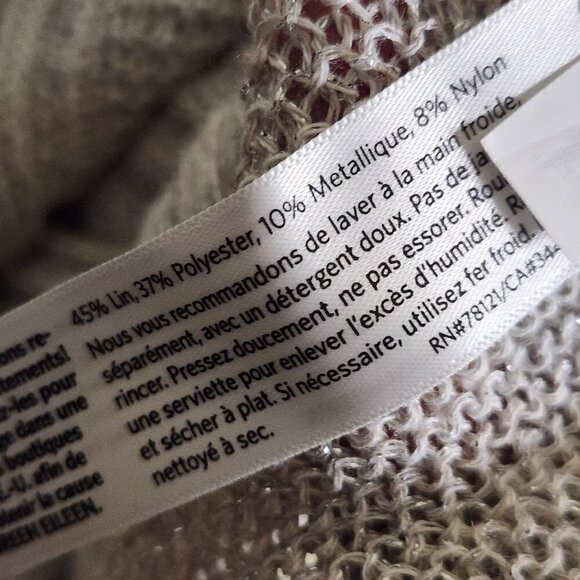 Eileen Fisher Green Eileen Sleeveless Linen Metallic Knit Tunic Sweater Size M - Picture 6 of 6